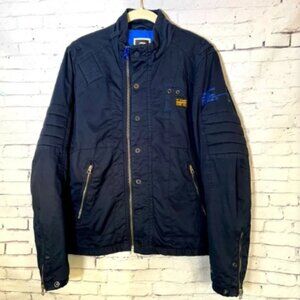 RARE HTF G-STAR Raw Originals Denim MFD Biker Bomber Jacket Size Medium EUC